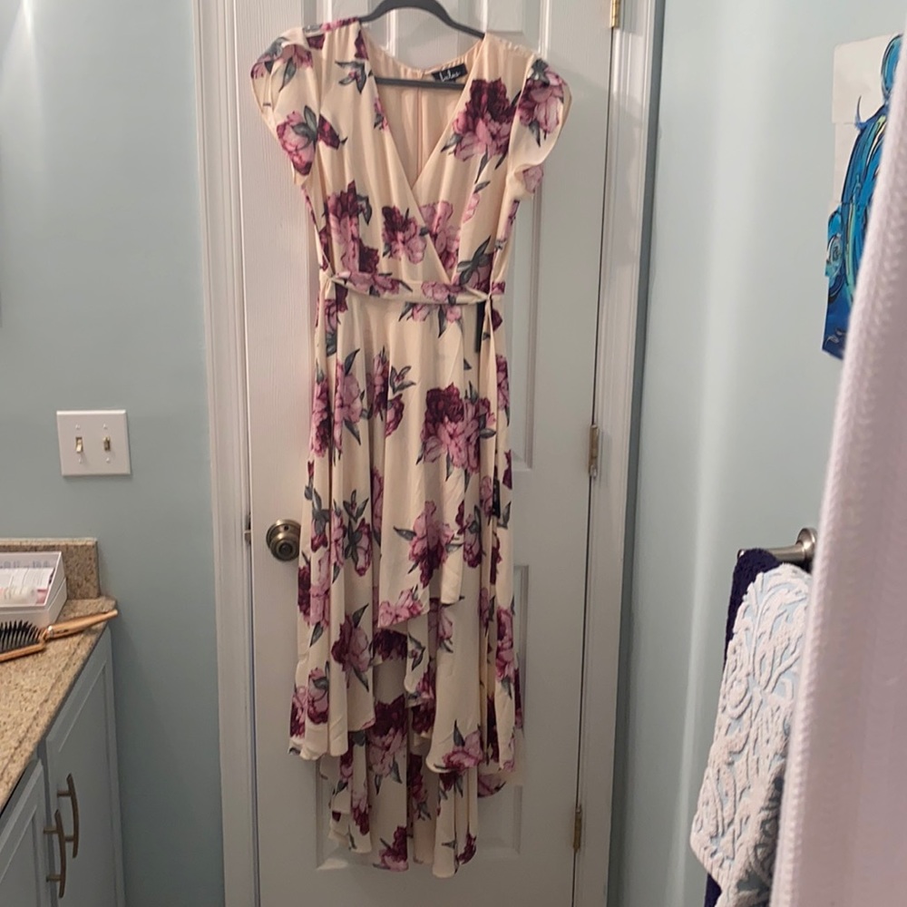 Blush Floral Print High Low Dress